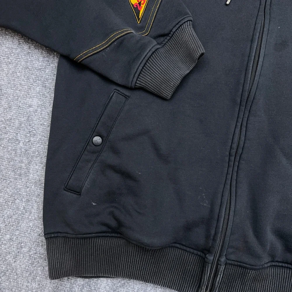 Vintage Nike Jordan Citrus 7 Hoodie Mens L Black Full Zip Embroidered Distressed